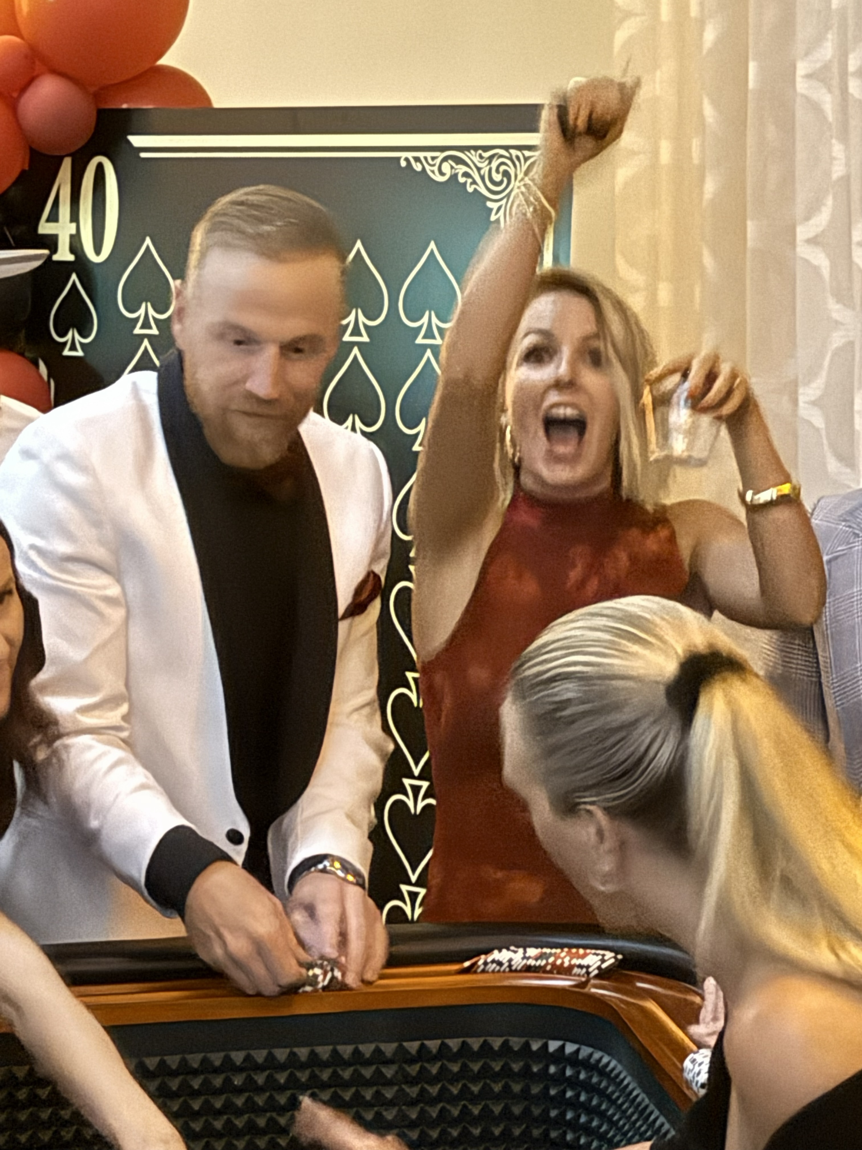 Casino tables and guests at Jess Patterson Birthday, a private casino party in Northern Utah
