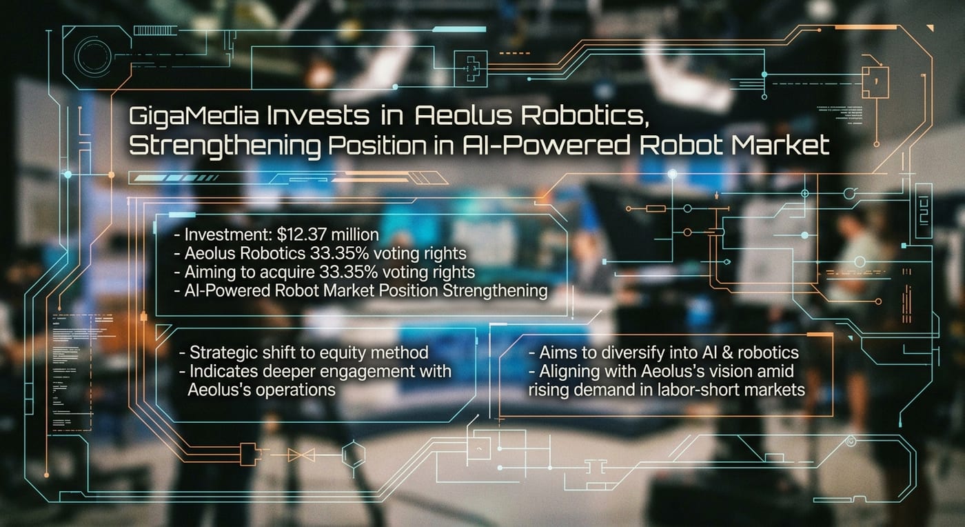 GigaMedia Invests in Aeolus Robotics, Strengthening Position in AI-Powered Robot Market