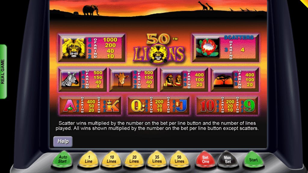 50 Lions slot game