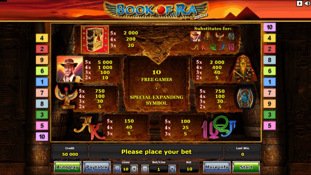 Book of Ra deluxe slot game