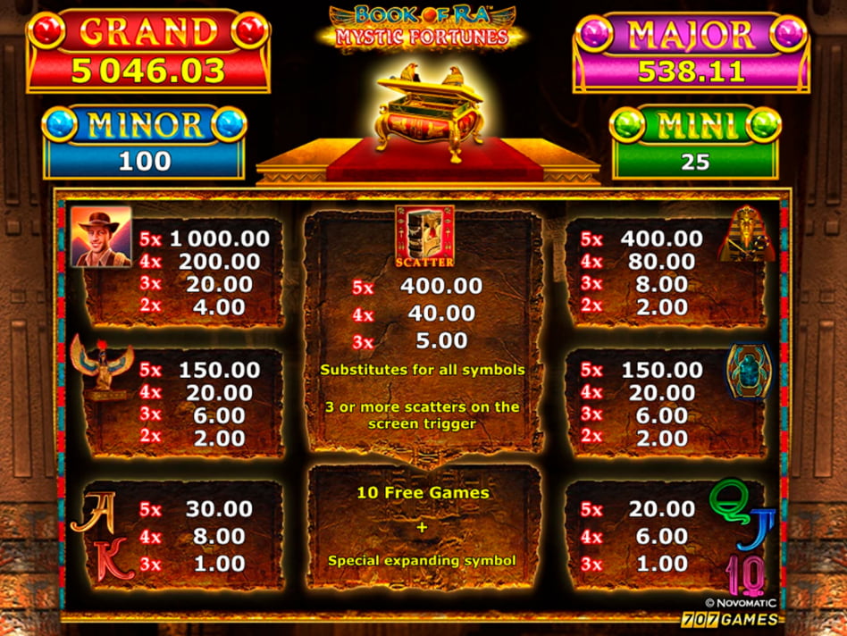 Book of Ra Mystic Fortunes slot game