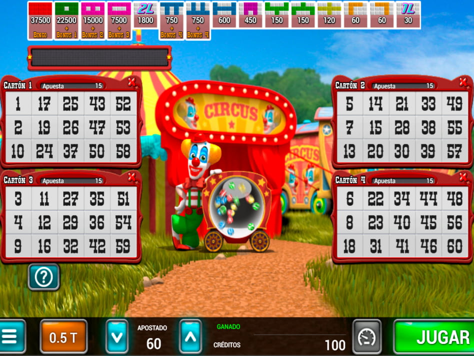 Circus Bingo screenplay Circus Bingo slot game