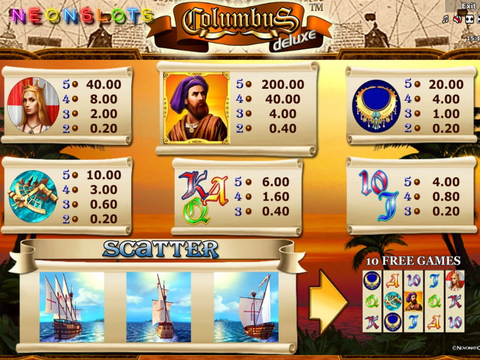 Columbus deluxe slot game