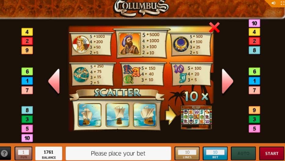 Columbus slot game