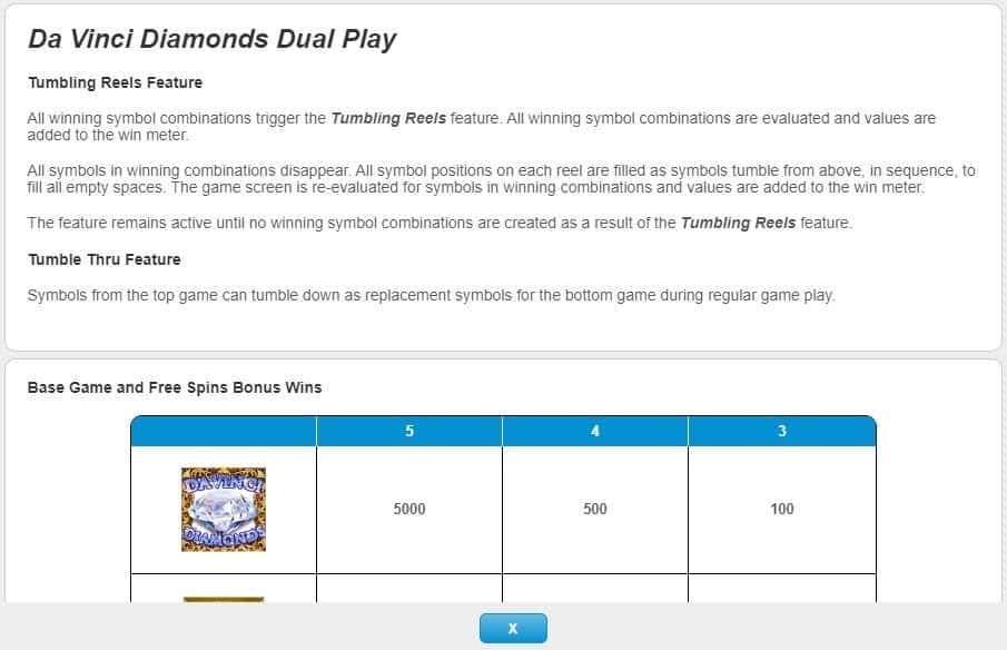 Da Vinci Diamonds Dual Play slot game