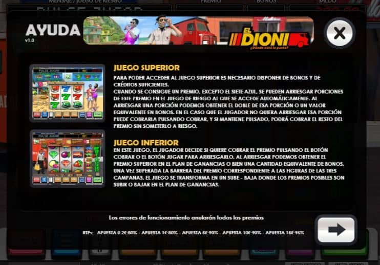 El Dioni screenplay El Dioni slot game