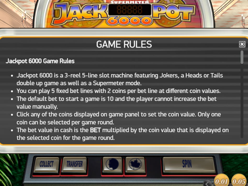 Jackpot 6000 slot game