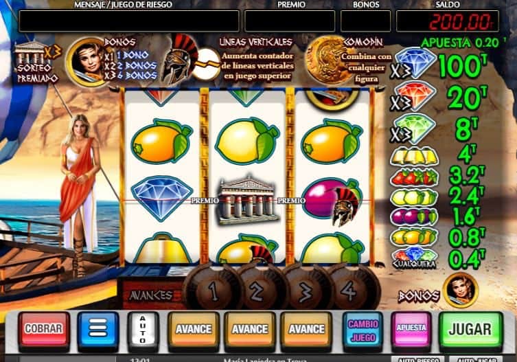 Maria Lapiedra en Troya slot game