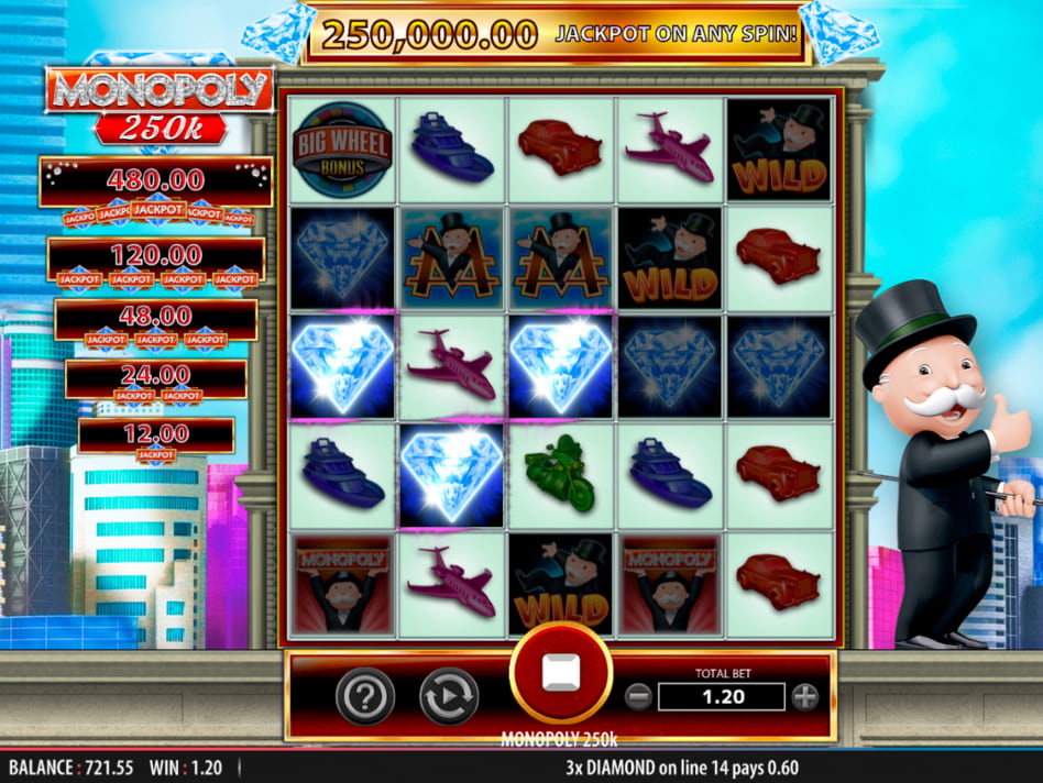 Monopoly 250k slot game