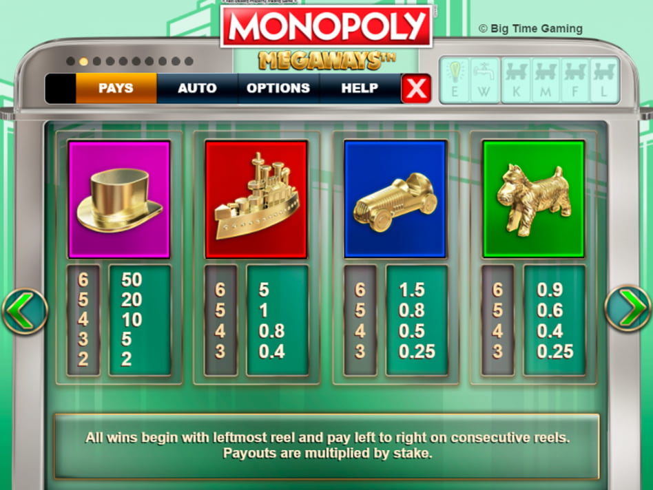 Monopoly Megaways slot game