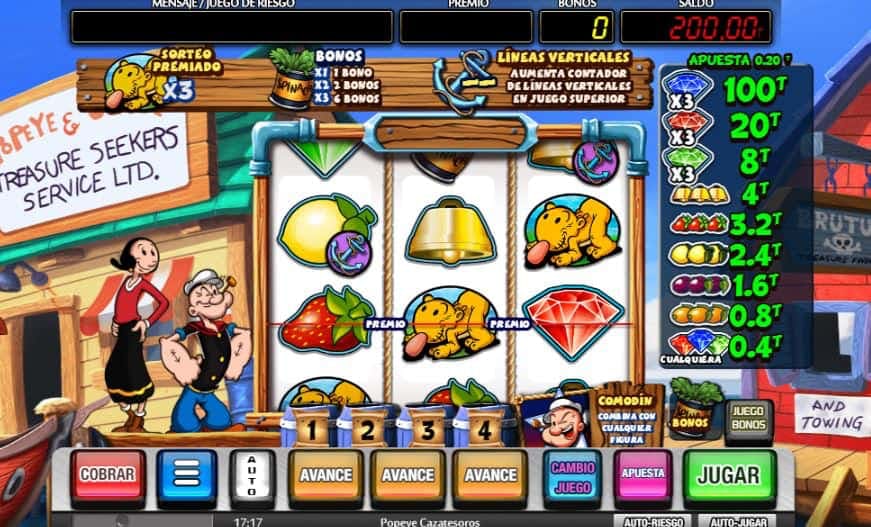 Popeye Cazatesoros slot game