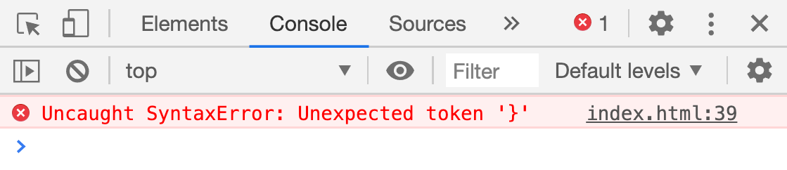 Uncaught SyntaxError: Unexpected token '}'