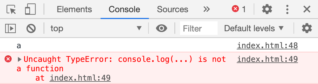 Uncaught TypeError: console.log(...) is not a function