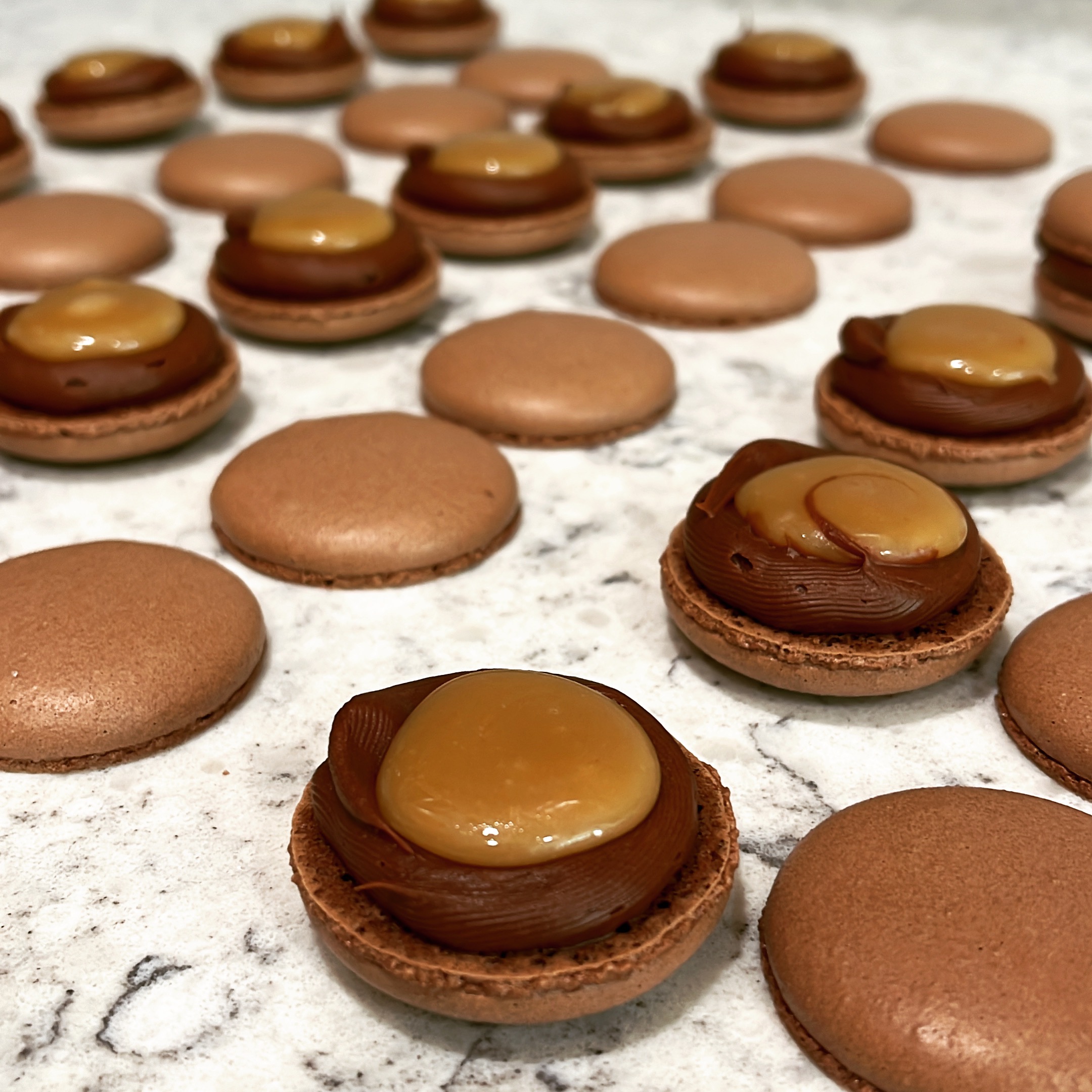 Chocolate Caramel Macarons - 1 Dozen