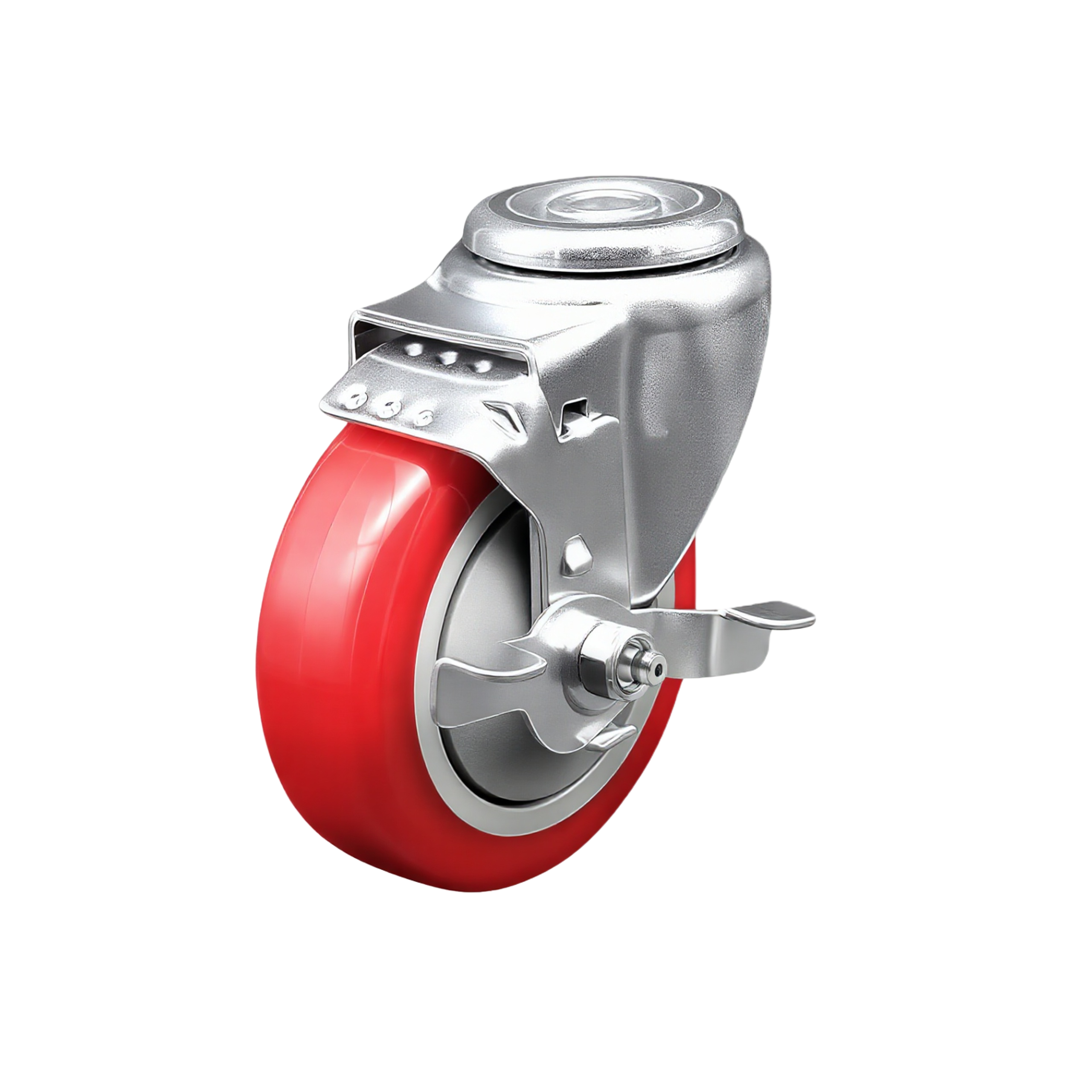 Medium Duty PU Castor Wheel (Bolt-Hole) — 3" Side Brake