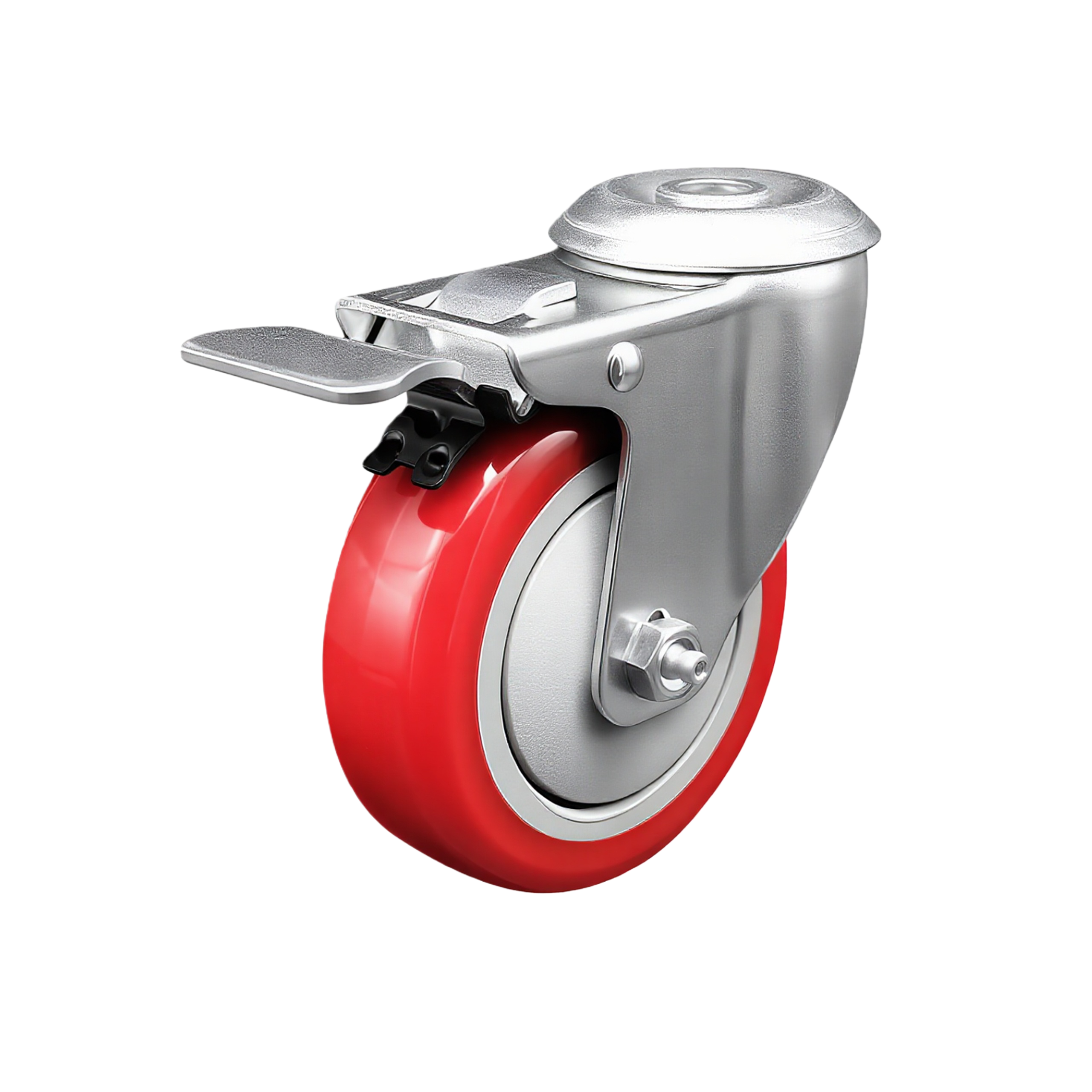 Medium Duty PU Castor Wheel (Bolt-Hole) — 5" Top Brake