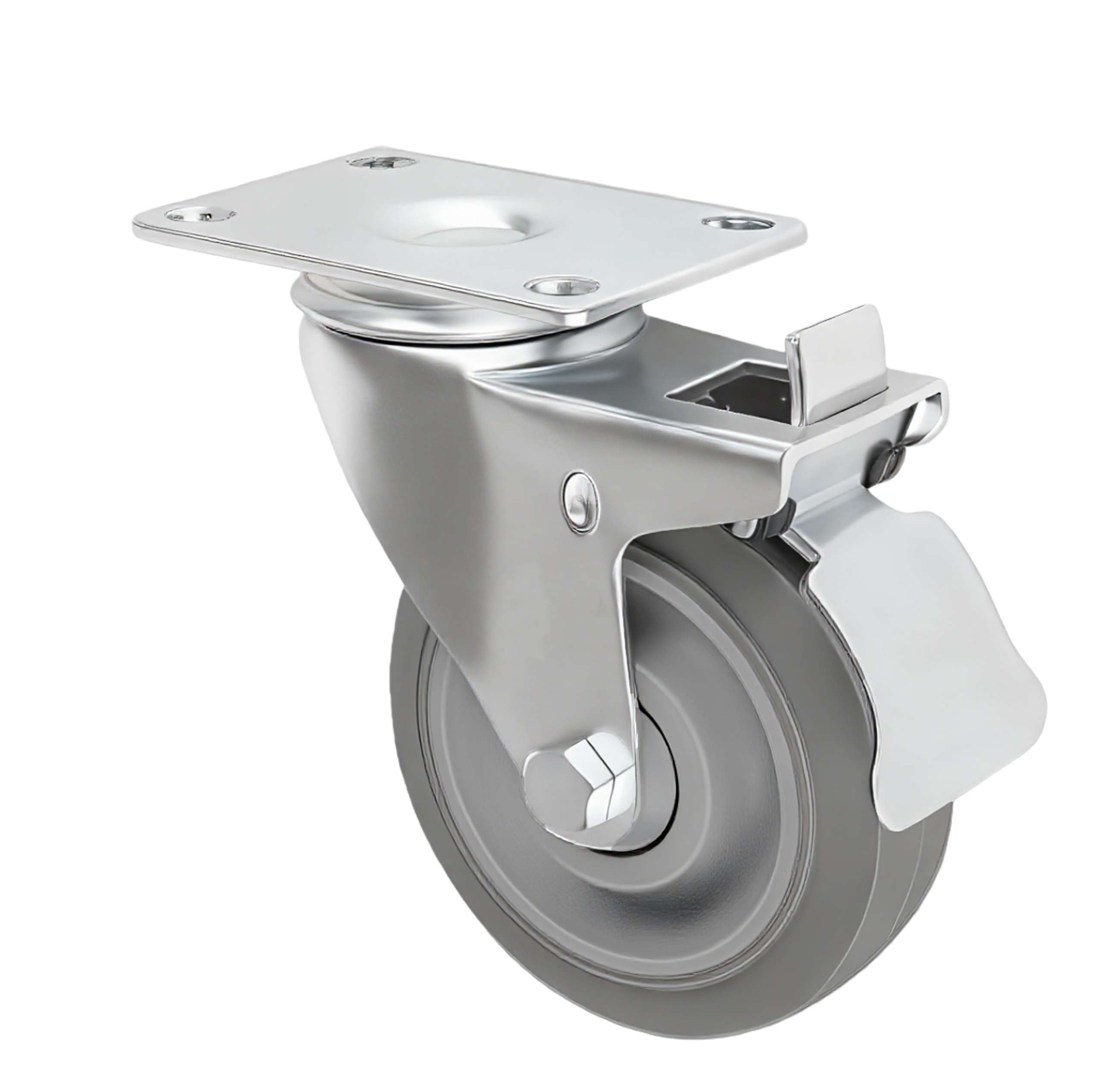 Medium Duty Rubber Castor Wheel — 3" Top Brake