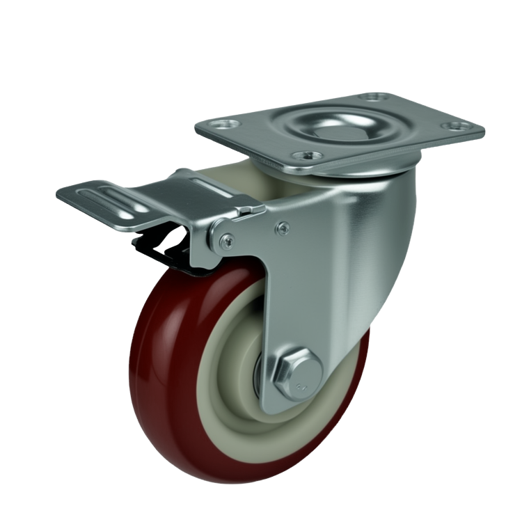 Medium Duty PVC Castor Wheel — 3" Side Brake