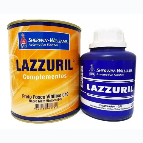 LAZZURIL KIT PRETO FOSCO VINÍLICO 049 E CATALISADOR 051 900ML