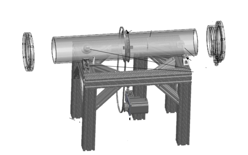 A model of Algae-n-Roll's rotating tank harvester prototype, which uses fluid dynamics to promote the natural aggregation of algae cells.