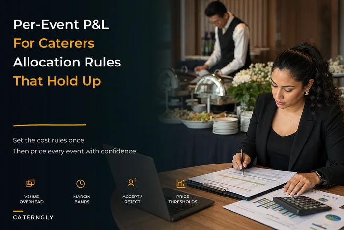A per-event P&L for caterers: canonical allocation rules, margin bands and acceptance thresholds