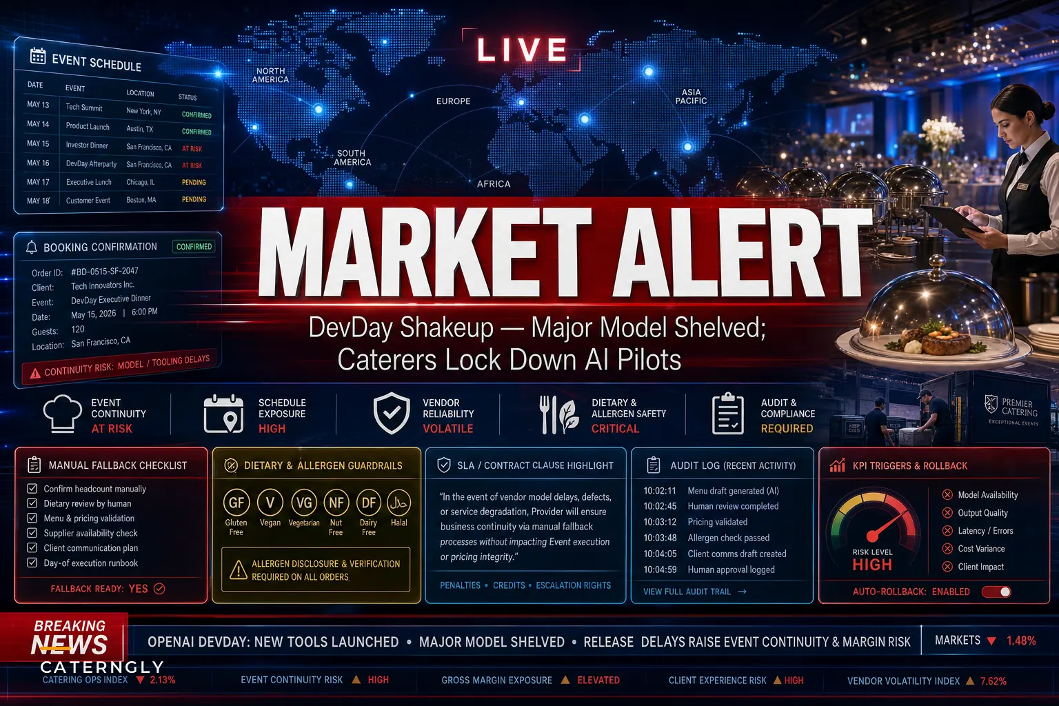 After DevDay: A practical playbook for caterers to manage AI vendor risk and safeguard bookings, orders and client comms