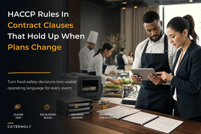Catering risk & compliance playbook: link HACCP decision rules to contract clauses and insurance checks