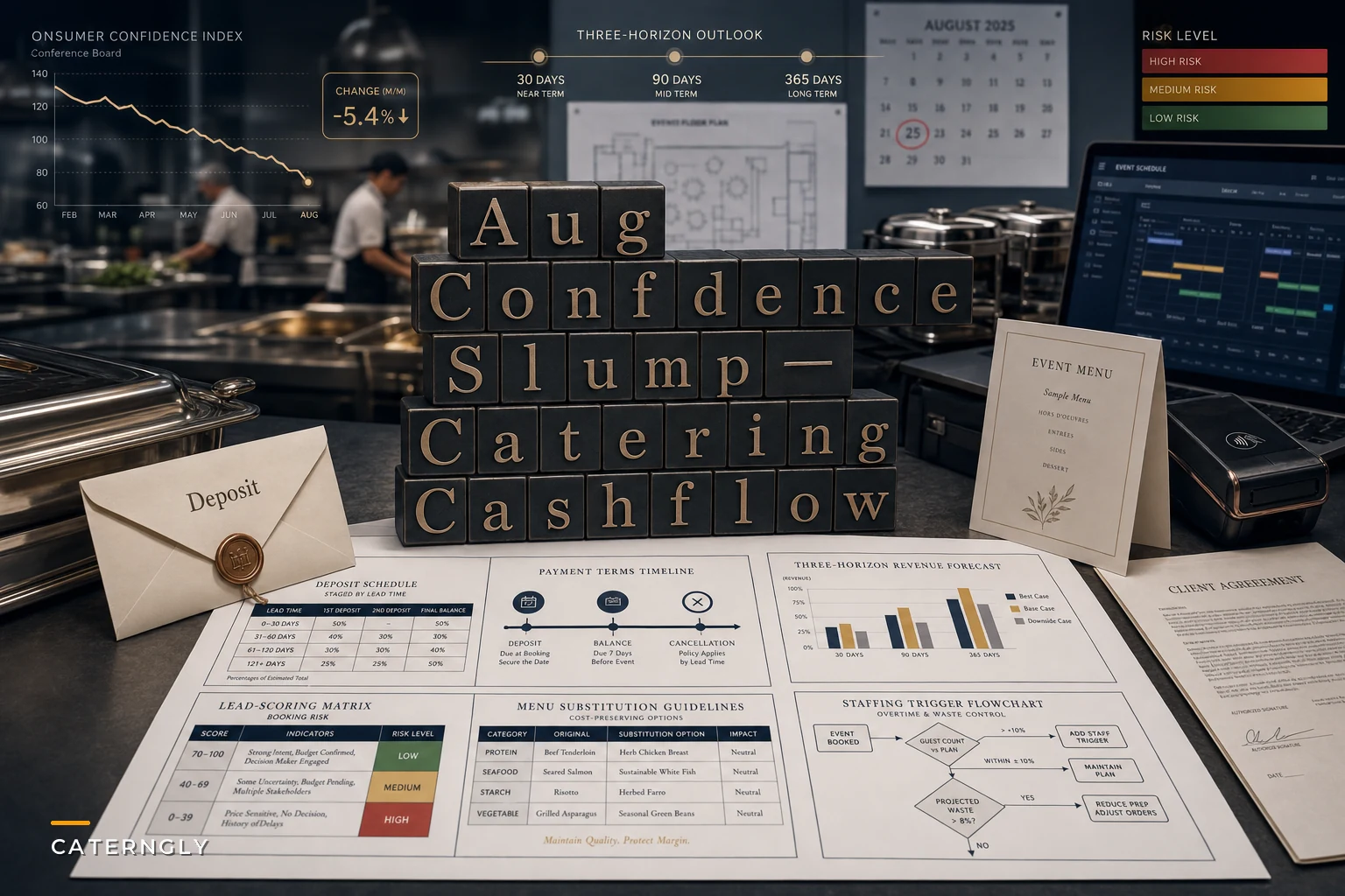 How the August Consumer Confidence Slump Should Change Your Catering Cashflow Triggers and Deposit Rules