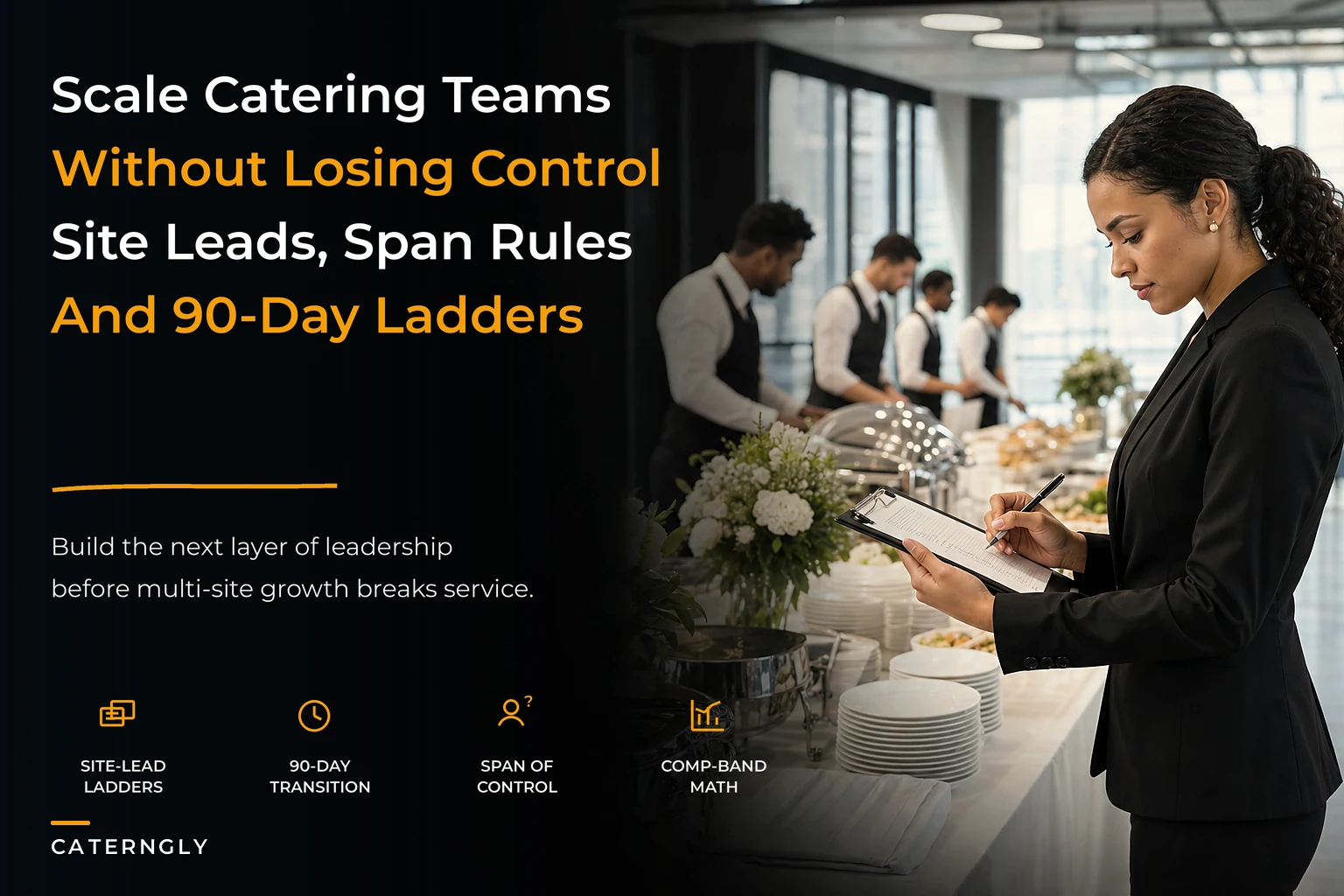 Organizational design for scaling caterers with site leads and ladders