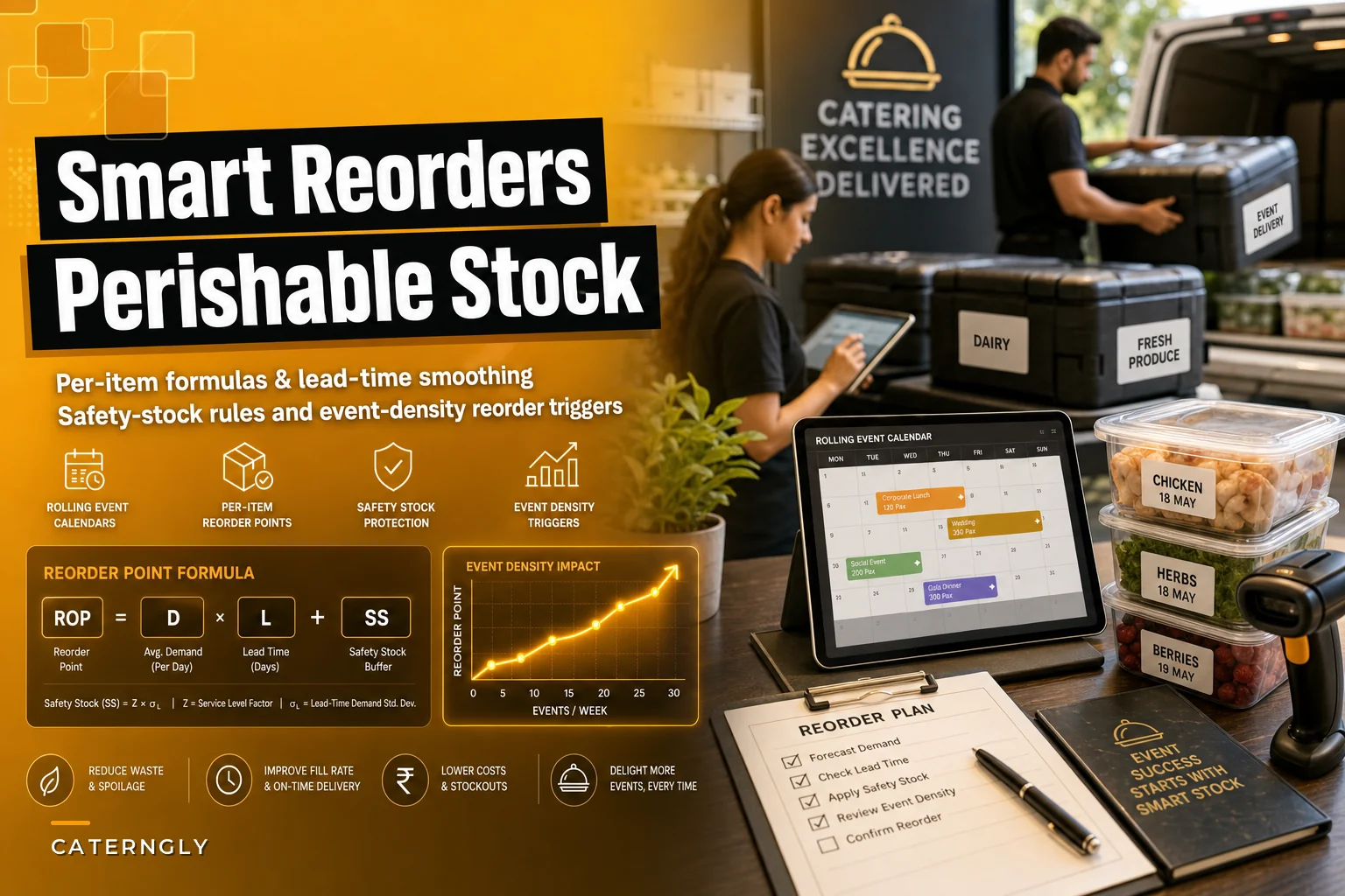 Perishable Reorder Points for Caterers: Formulas and Safety-Stock Rules for Rolling-Event Calendars