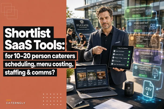 Shortlist: 5 SaaS tools for 10–20 person caterers — scheduling, menu costing, staffing & client comms