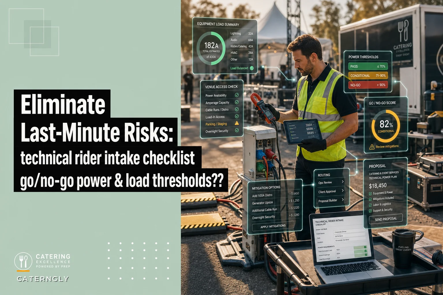 Technical rider intake checklist with go/no‑go thresholds for event sites