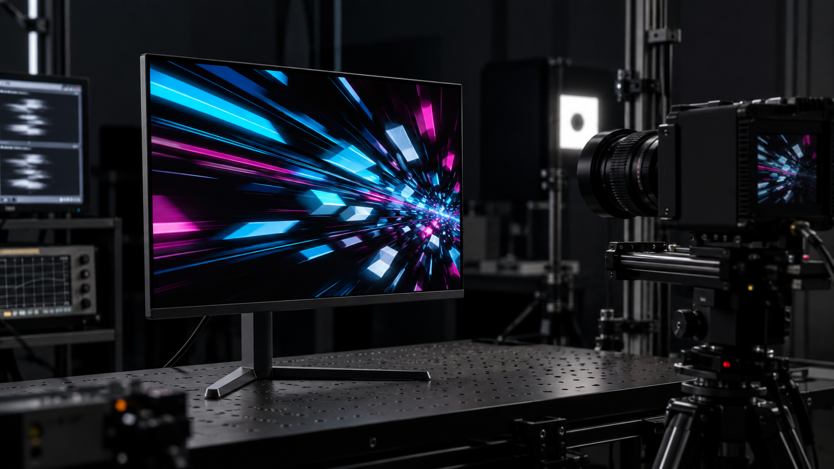 24.5型級のゲーミングモニターを高速度カメラで測定する表示検証室