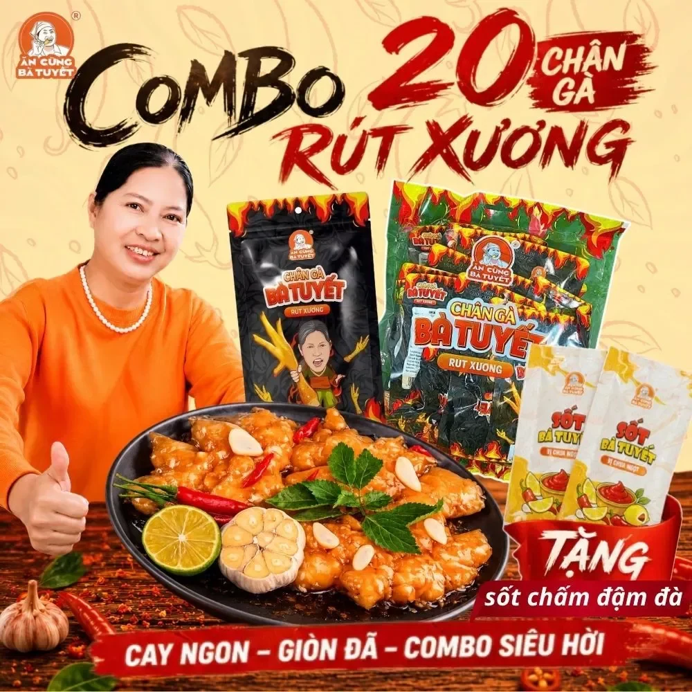 Combo 20 chân gà rút xương tê cay - ĂN CÙNG BÀ TUYẾT M28