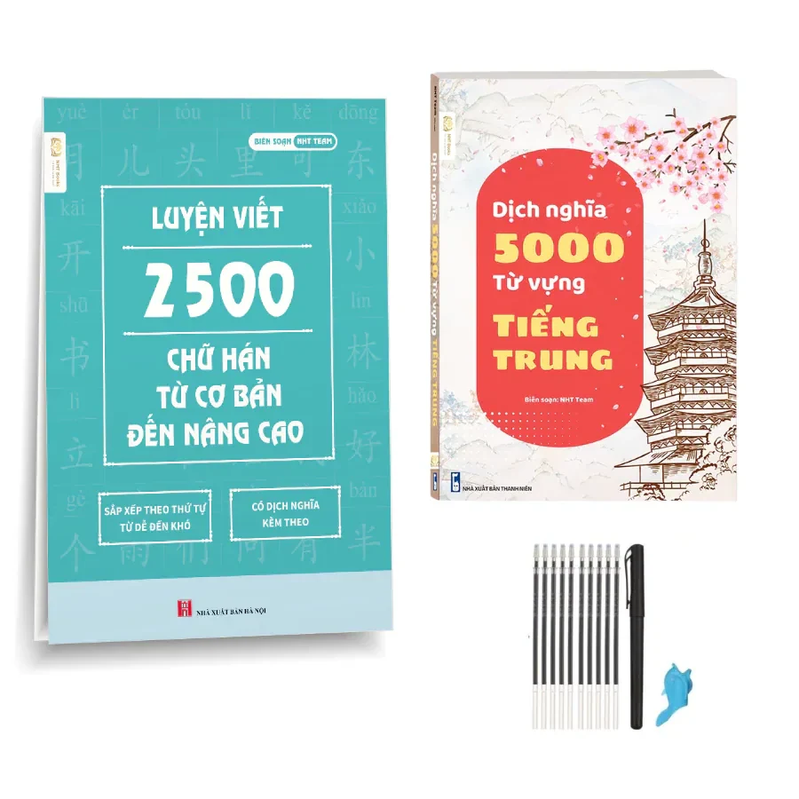 Combo Sách Luyện Viết 2500 Chữ Hán Kèm Sách Giải Nghĩa 5000 Từ Vựng Tiếng…