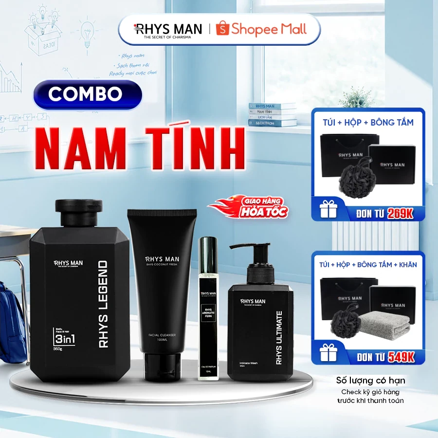 Bộ quà RHYS MAN bốn món có nước hoa