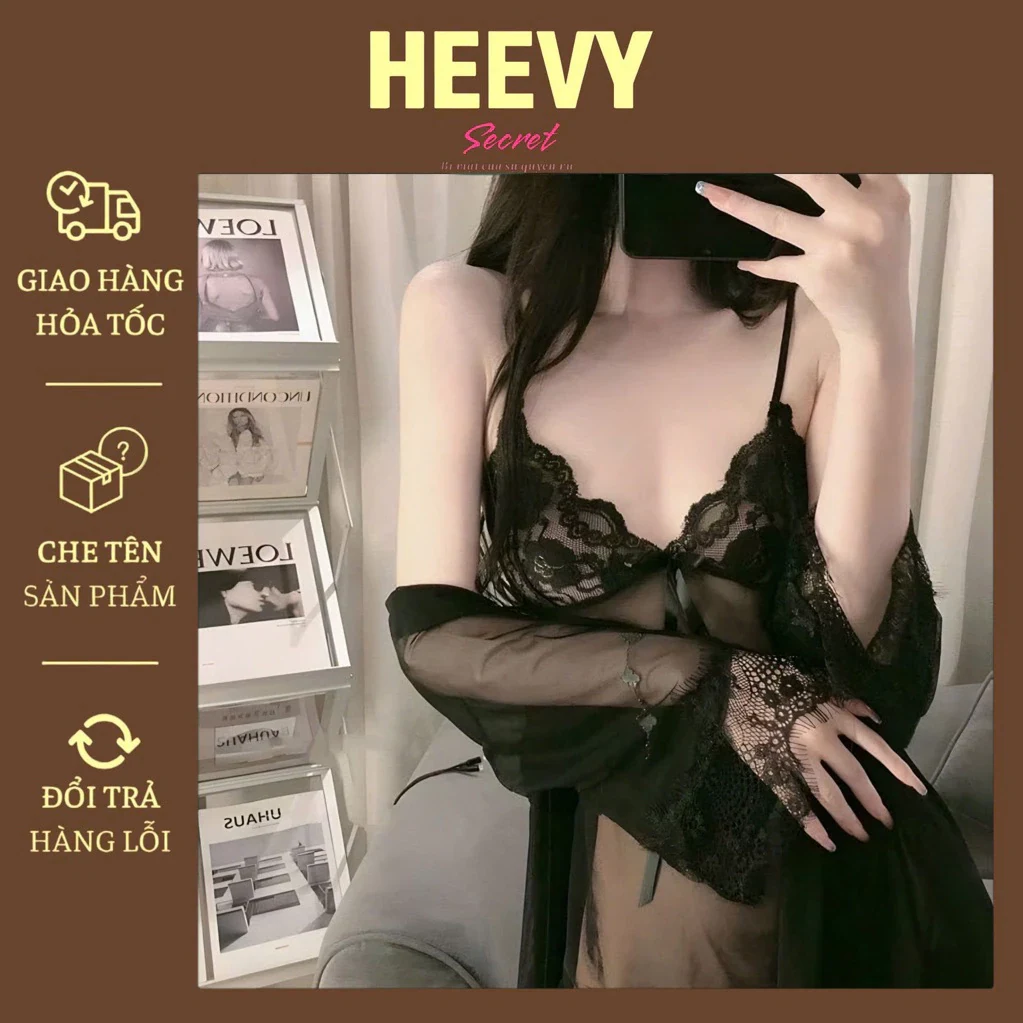 HÀNG QUẢNG CHÂU LOẠI 1 X2 Quà Tặng Quần Chíp + Áo Choàng Váy ngủ sexy gợi cảm váy ngủ ren sex…