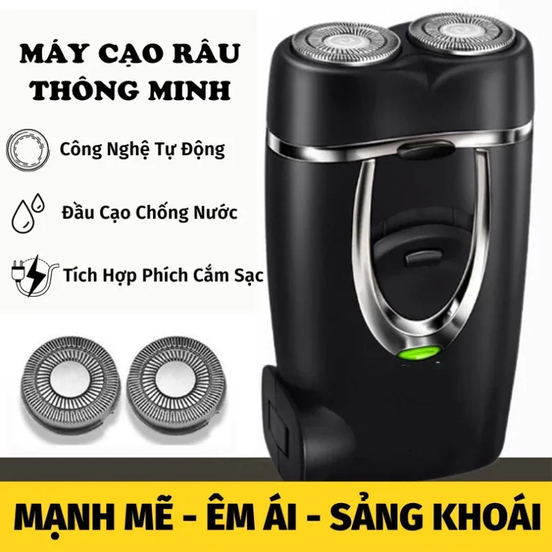 Máy Cạo Râu Mini 2 Lưỡi Cạo Nổi Máy Cạo Râu Đa Năng Đầu Cạo Chống Nước Đèn Rọi…