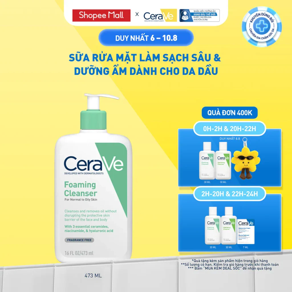 Sữa rửa mặt foaming giúp làm sạch sâu và dưỡng ẩm dịu nhẹ dành cho da dầu -…