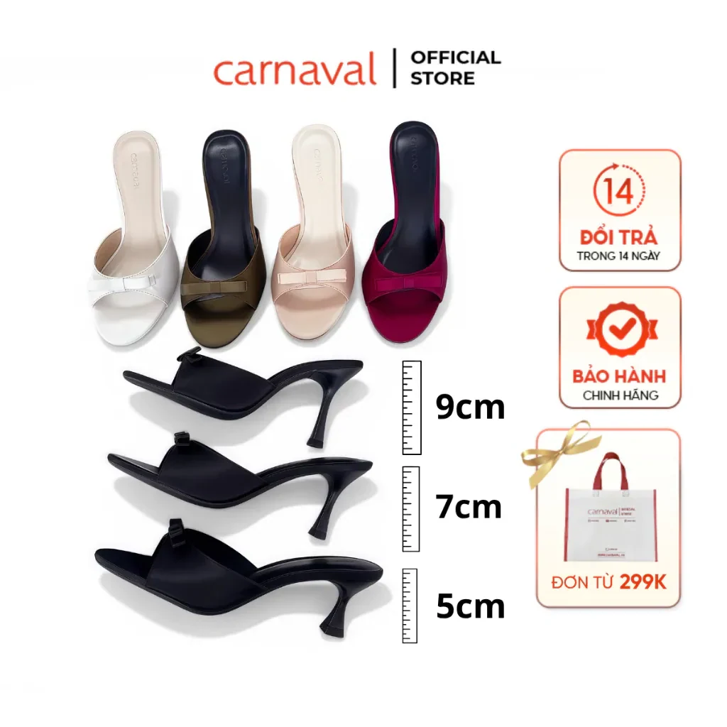 Dép Cao Gót Nữ Carnaval Gót Cao 7cm - 9cm Siêu Tôn Dáng Quai Ngang Trang Trí…