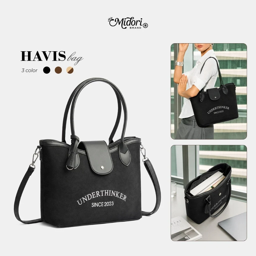 Túi HAVIS tote da lộn phối PU