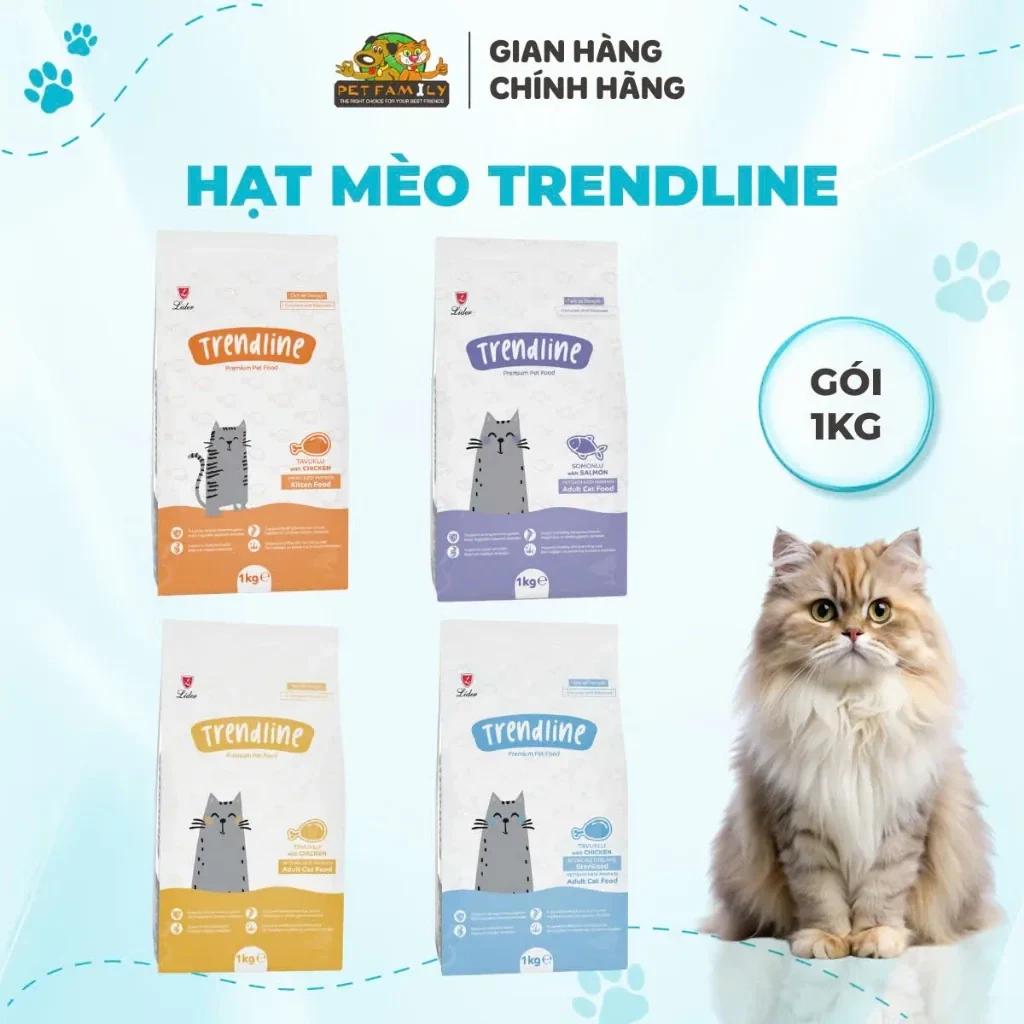 Hạt Cho Mèo TRENDLINE Dành Cho Mèo Con, Mèo Lớn - Vị Gà Và Cá Hồi (1kg) - Pet…