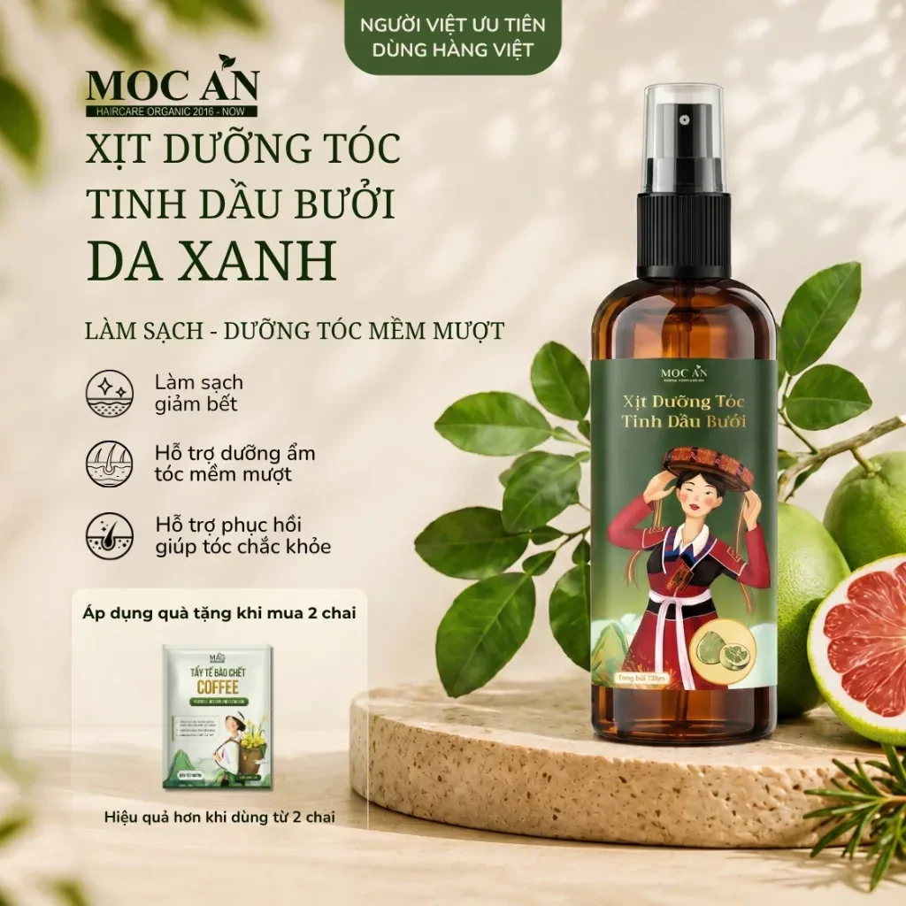 Xịt Dưỡng Tóc Tinh Dầu Bưởi Da Xanh Mộc Ân Haircare 120ml - Hỗ Trợ Giảm Rụng &…