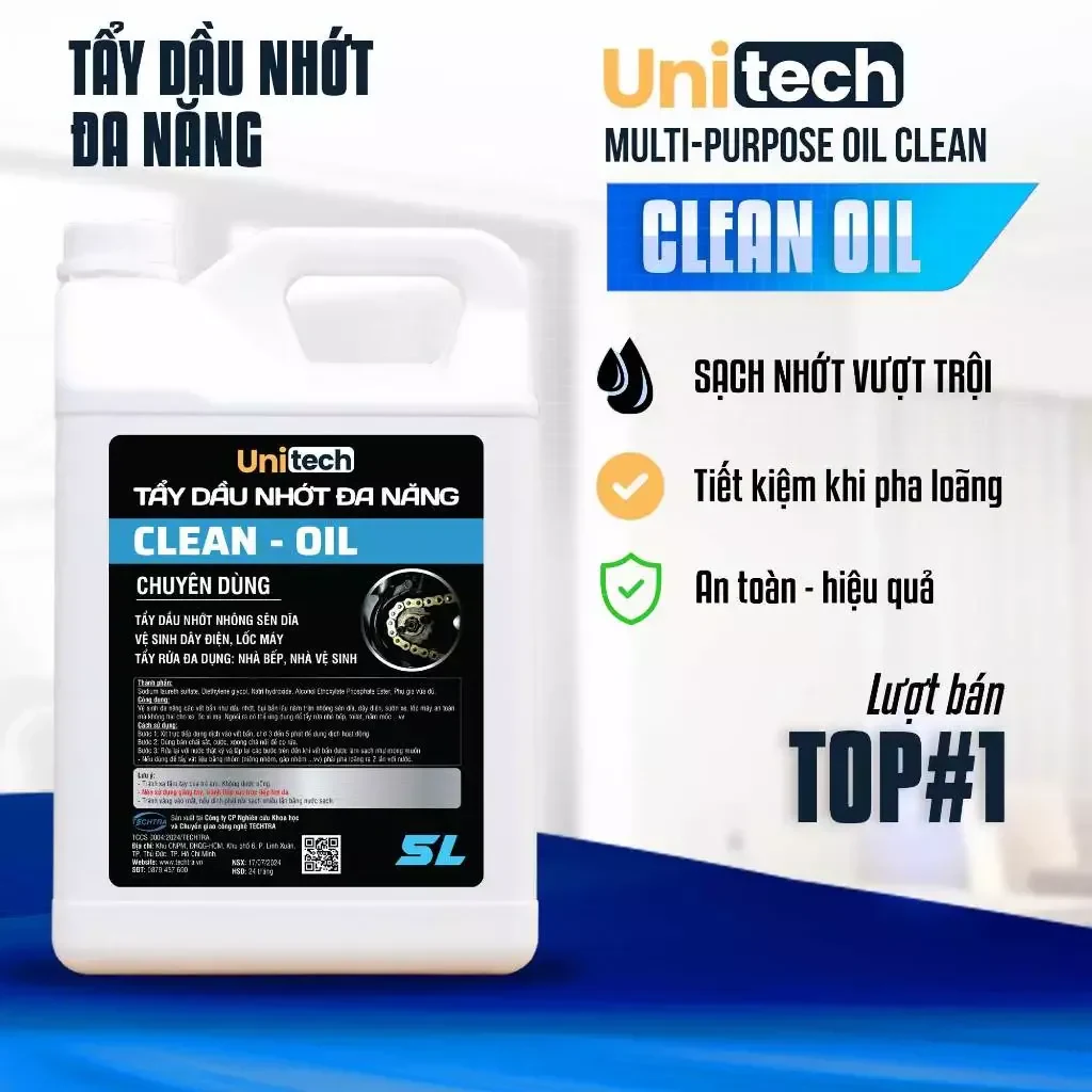 TẨY DẦU NHỚT Motobike Cleaner Oil UNITECH 5 Lít - Dung Dịch Tẩy Đa Năng Can 5L…