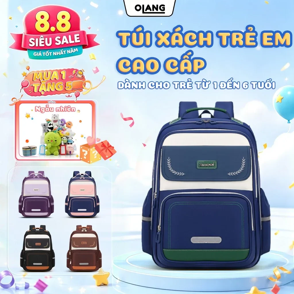 Balo Tiểu Học OLANG 2505 Cho Bé Trai Bé Gái Lớp 1-6, Chống Gù, Siêu Nhẹ, Cặp…