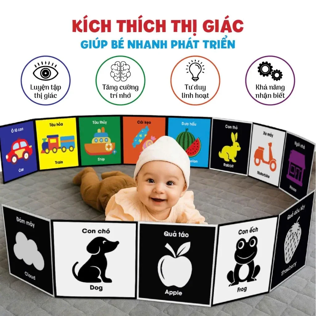 Bộ Thẻ Kích Thích Thị Giác Giúp Bé Phát triển TOÀN DIỆN cho trẻ từ 1 tháng…