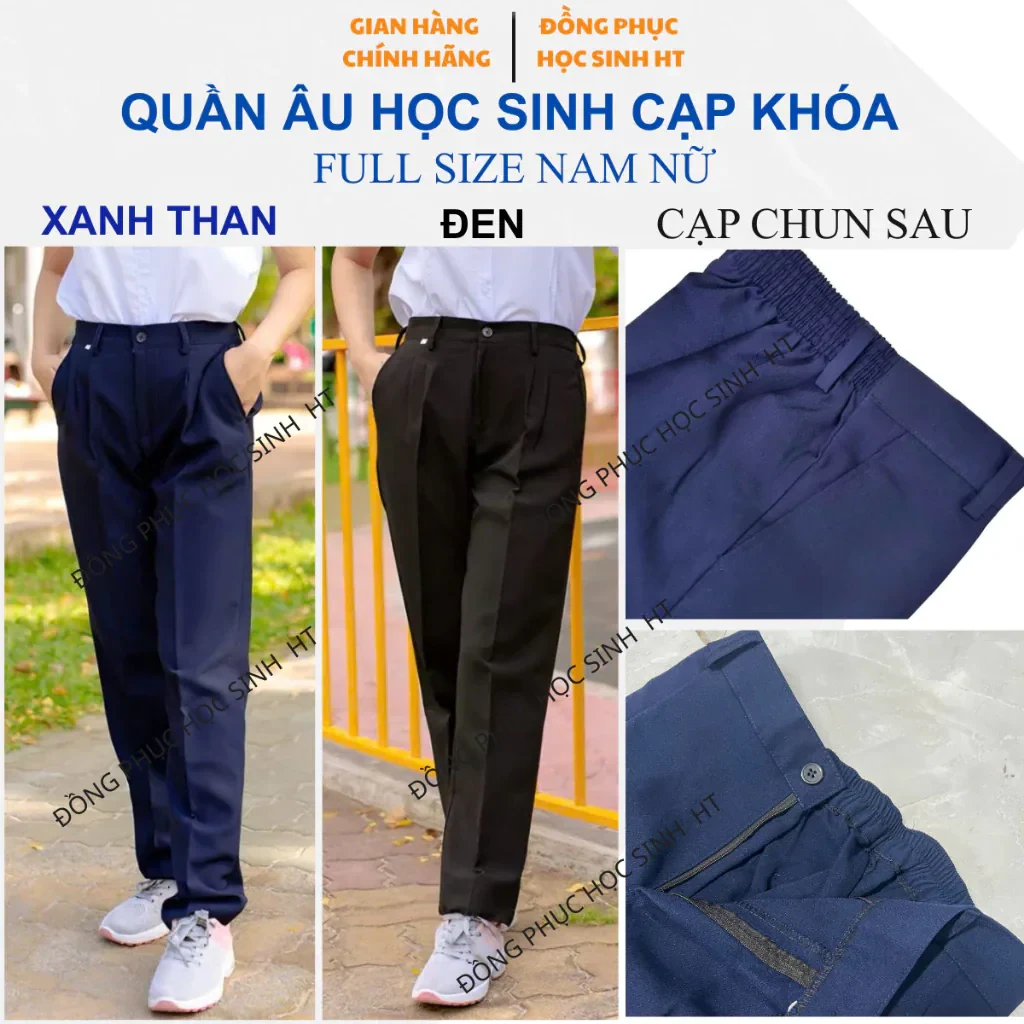 "[Quần Khóa] Quần Tây Học Sinh Tiểu Học, Trung Học, Quần Âu Có Khóa Kéo Đi Học…
