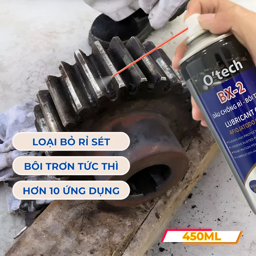 Xịt chống rỉ sét, dầu bôi trơn đa năng OTECH BX2 Lubrcant oil 450ml