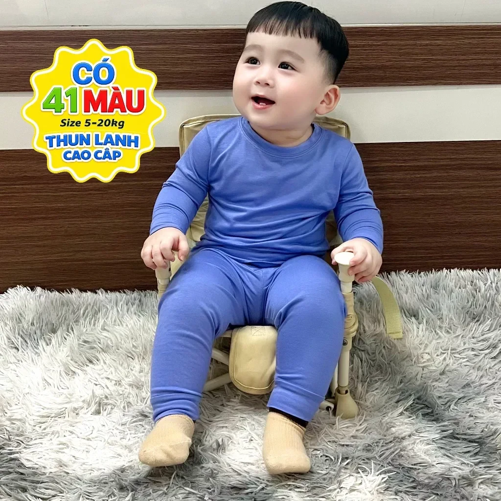 Bộ quần áo thun lạnh tay dài quần dài MDKIDS cho bé trai và bé gái 5-15kg.