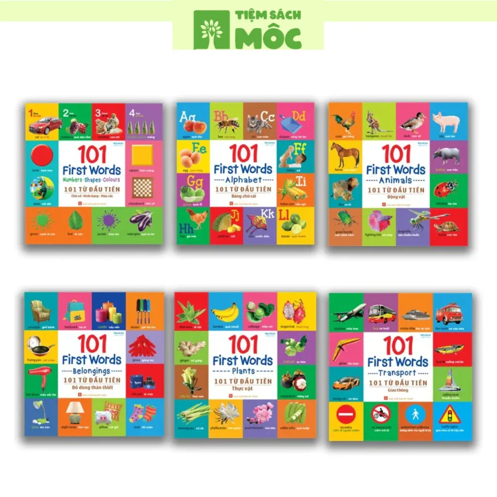 "Sách: SONG NGỮ 101 Từ Đầu Tiên Cho Bé - 101 First Words ( Lẻ - 6 Cuốn)"